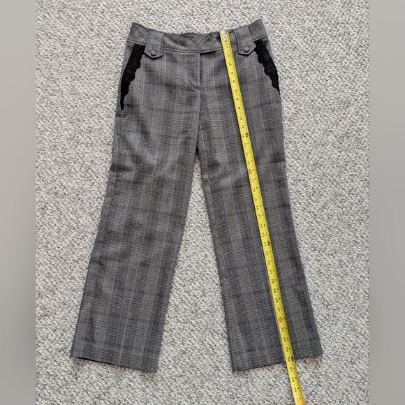 Ninety Women's (Size 8) Plaid/Houndstooth Flared Pants w/ Black Lace Accents - Picture 12 of 16